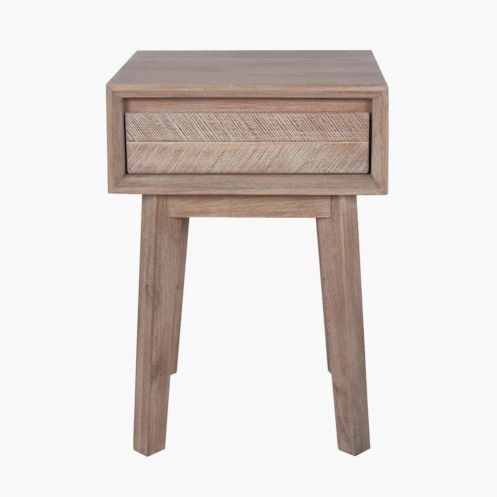 Kalmar Sand Wash Acacia Wood 1 Drawer Unit  Nicholas John Interiors