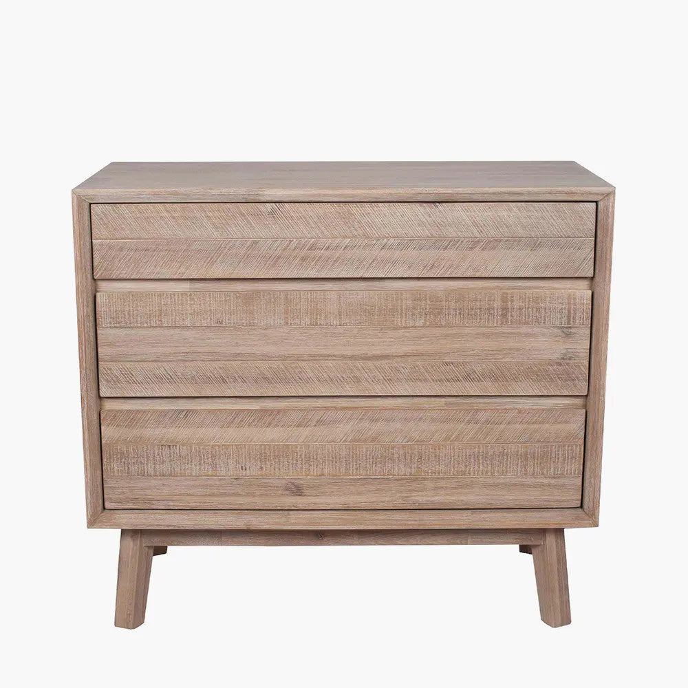Kalmar Sand Wash Acacia Wood 3 Drawer Unit  Nicholas John Interiors