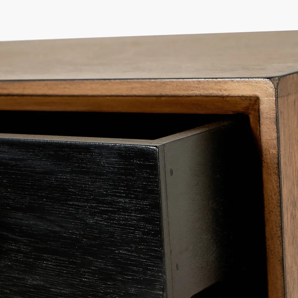 Klee Black Pine Wood 3 Drawer Unit  Nicholas John Interiors