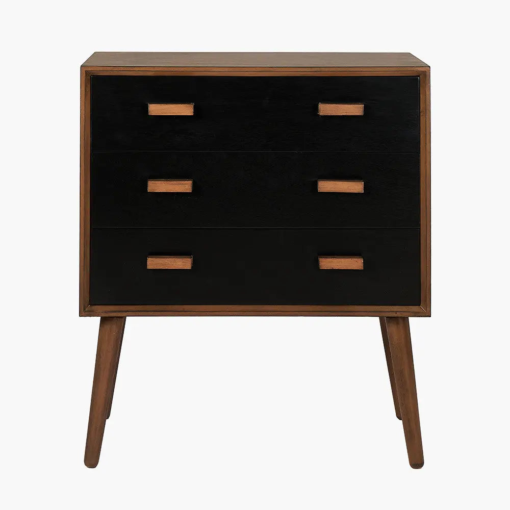 Klee Black Pine Wood 3 Drawer Unit  Nicholas John Interiors