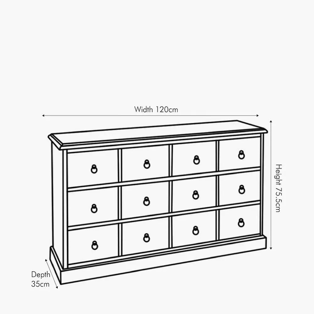 Loft Sage Multicoloured Pine Wood 12 Drawer Unit  Nicholas John Interiors
