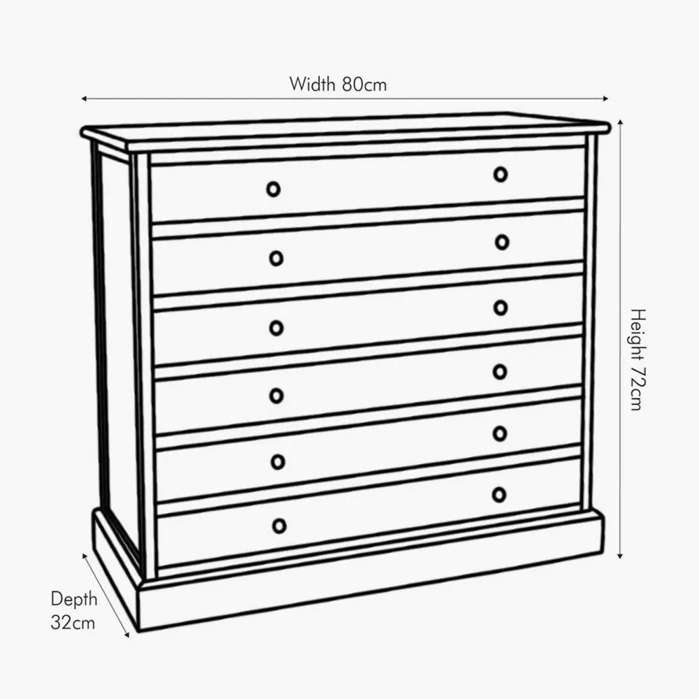 Loft Sage Multicoloured Pine Wood 6 Drawer Unit  Nicholas John Interiors