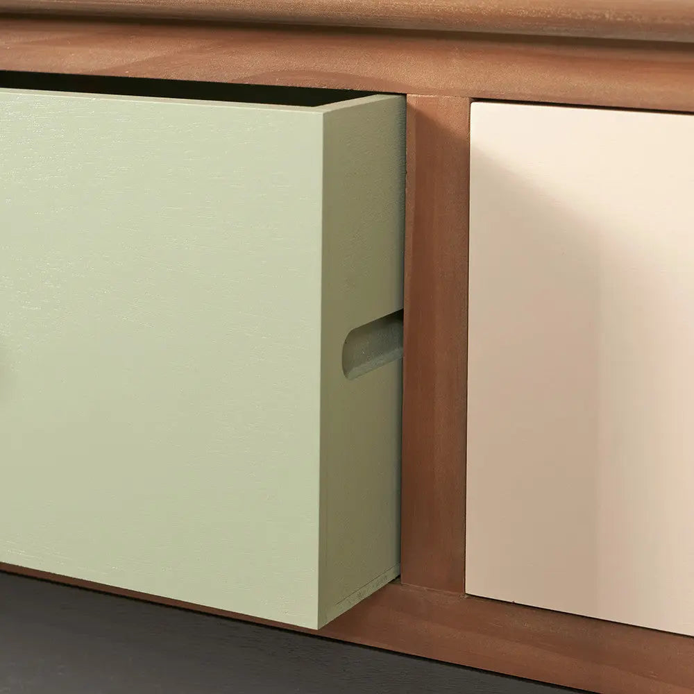 Loft Sage Multicoloured Pine Wood 4 Drawer Unit  Nicholas John Interiors