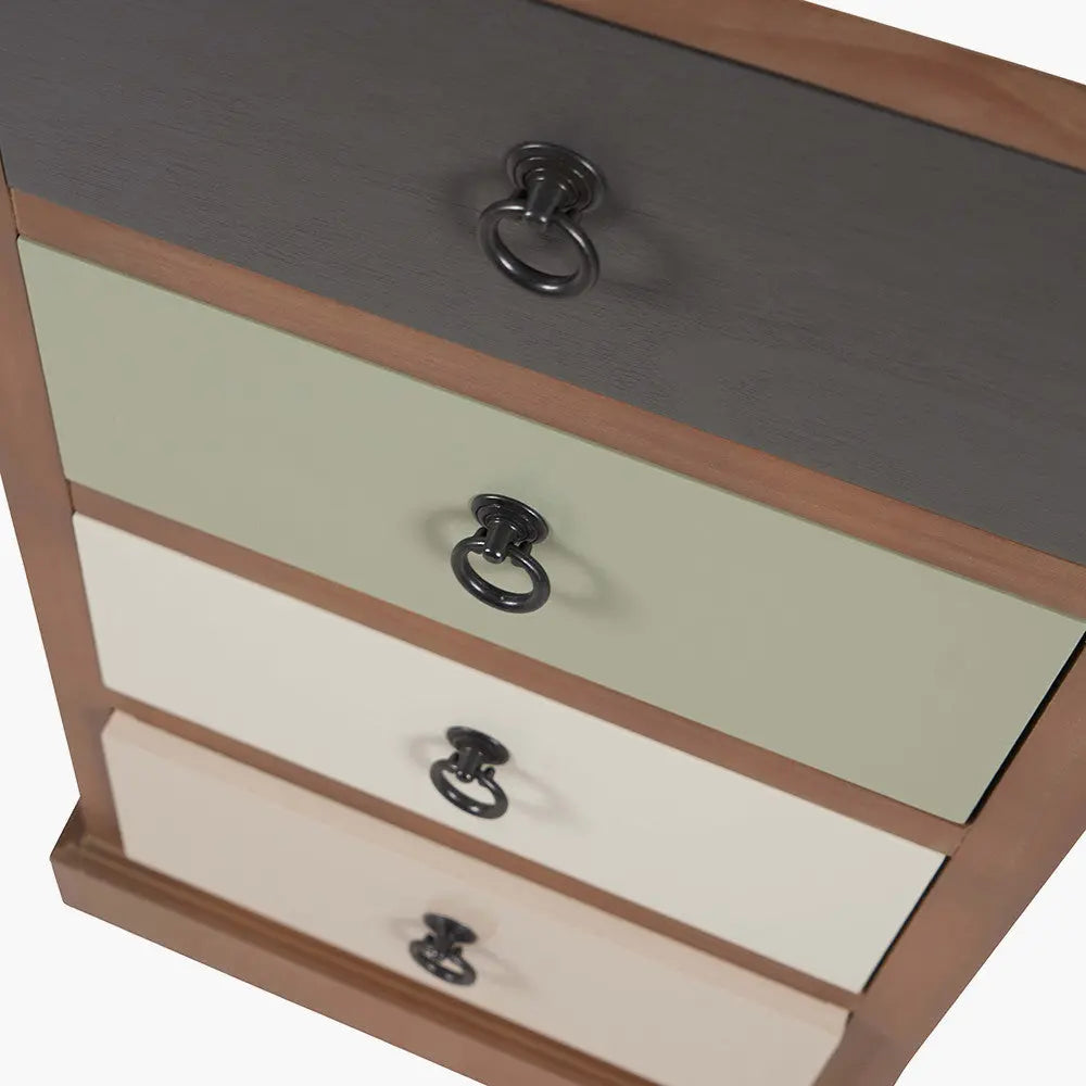 Loft Sage Multicoloured Pine Wood 5 Drawer Unit  Nicholas John Interiors