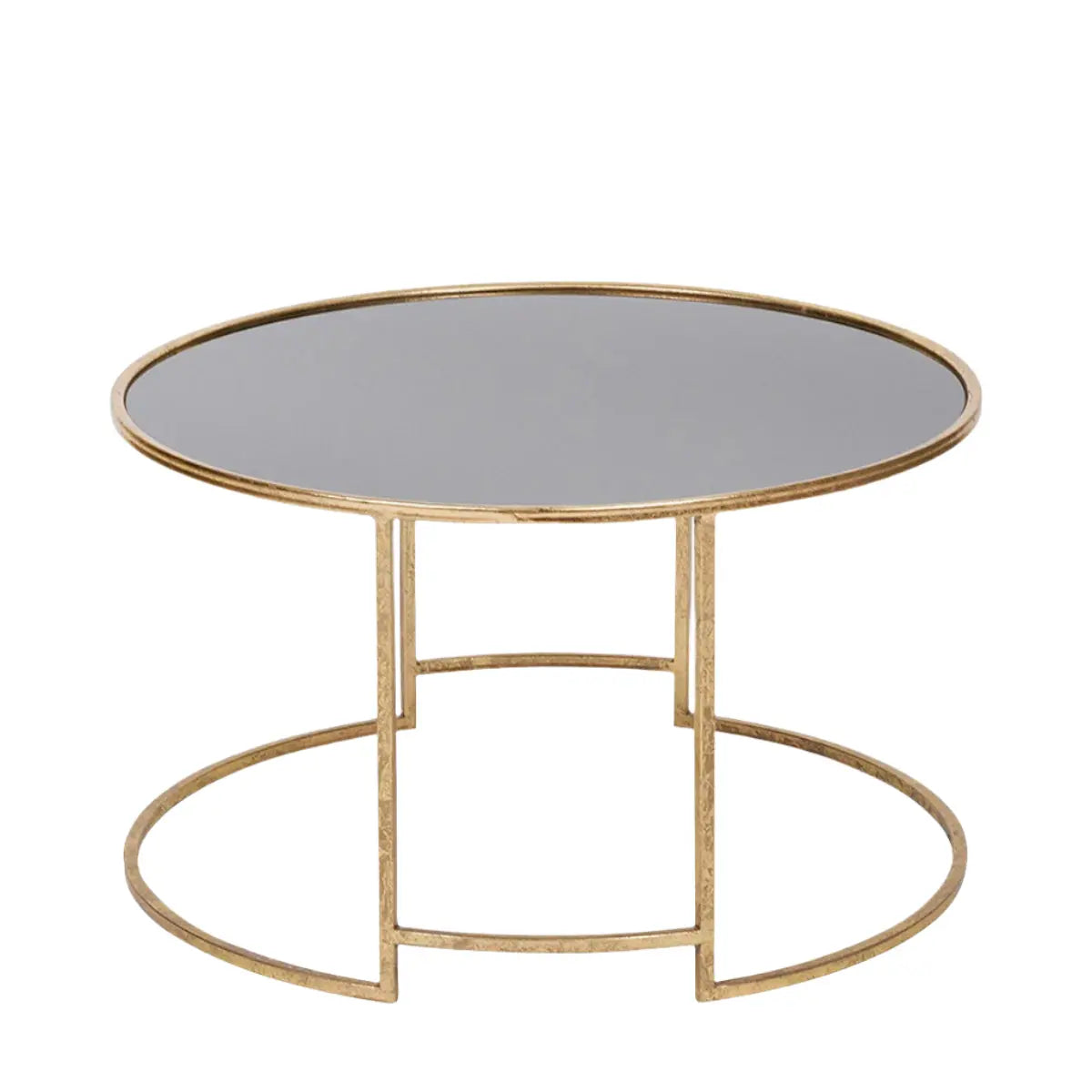 Veneziano Antique Gold Metal and Black Glass Coffee Table  Nicholas John Interiors