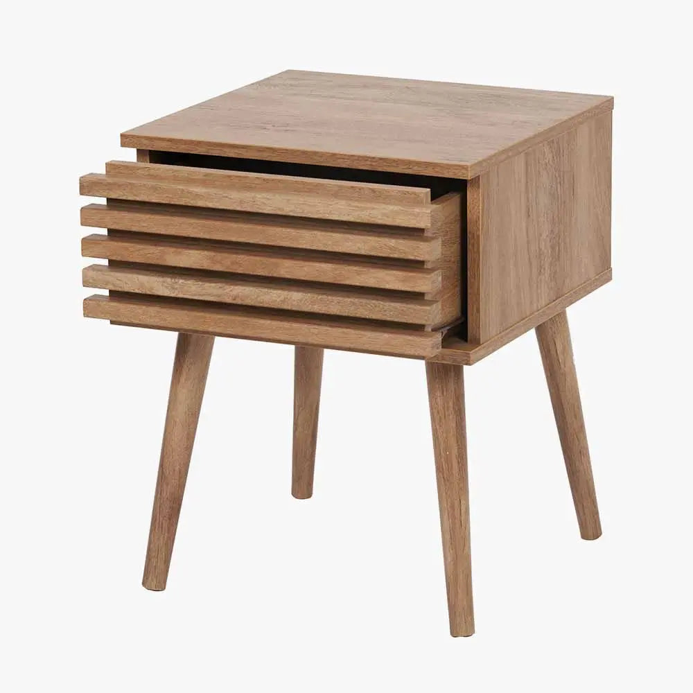 Larvik Natural Eucalyptus Wood 1 Drawer Unit  Nicholas John Interiors