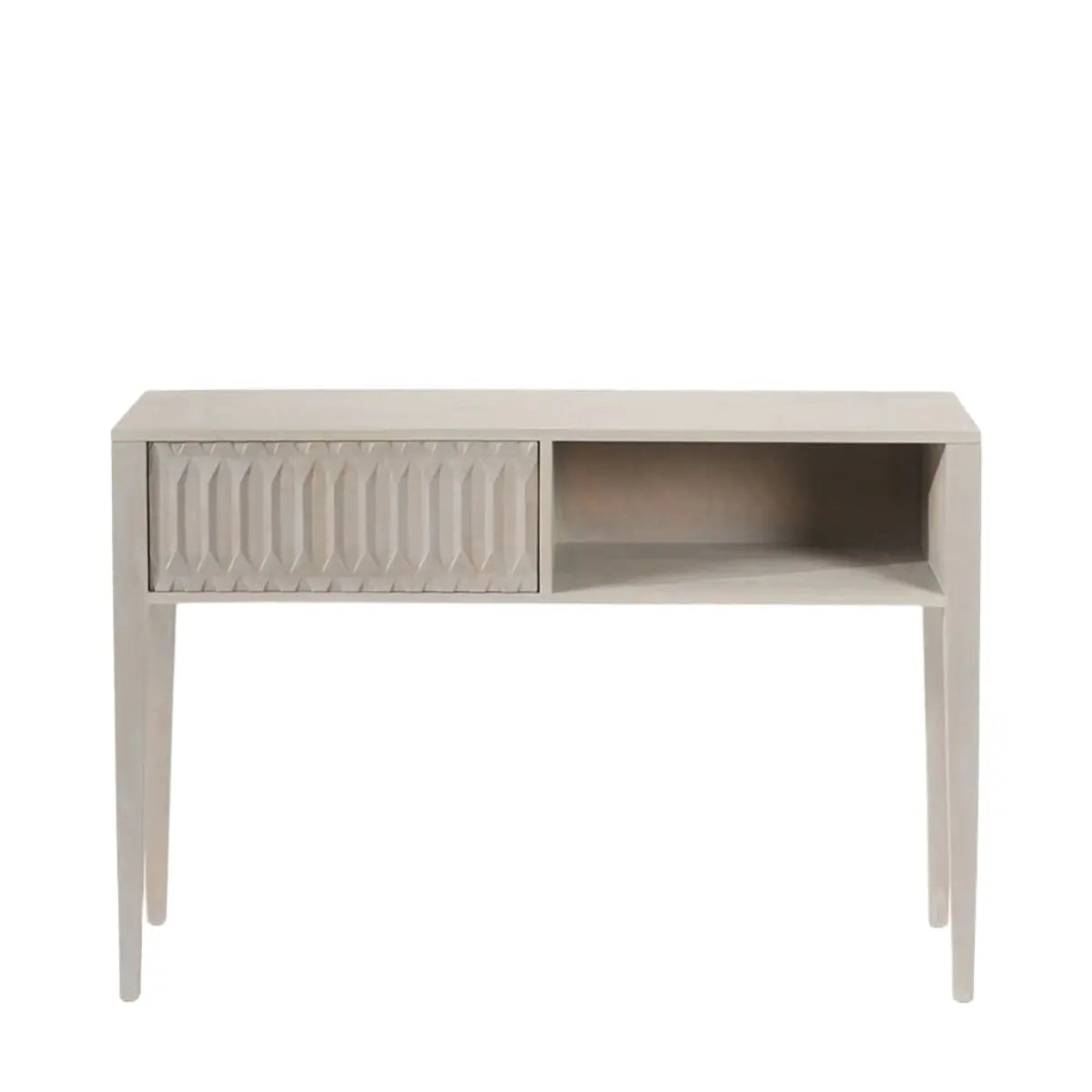 Khao Light Grey Mango Wood 1 Drawer Console Table  Nicholas John Interiors