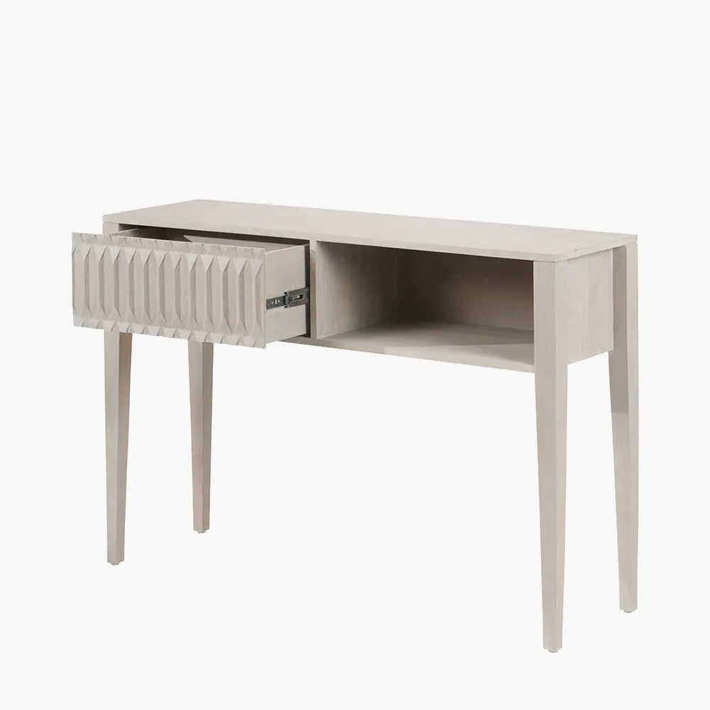 Khao Light Grey Mango Wood 1 Drawer Console Table  Nicholas John Interiors