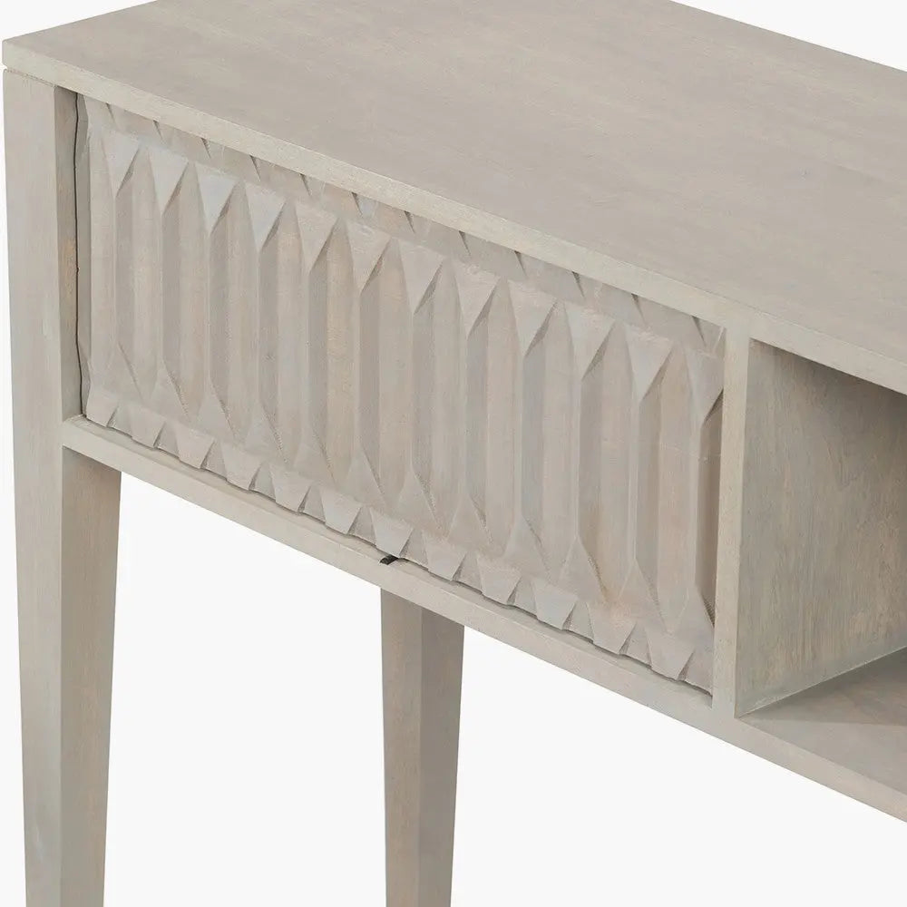 Khao Light Grey Mango Wood 1 Drawer Console Table  Nicholas John Interiors