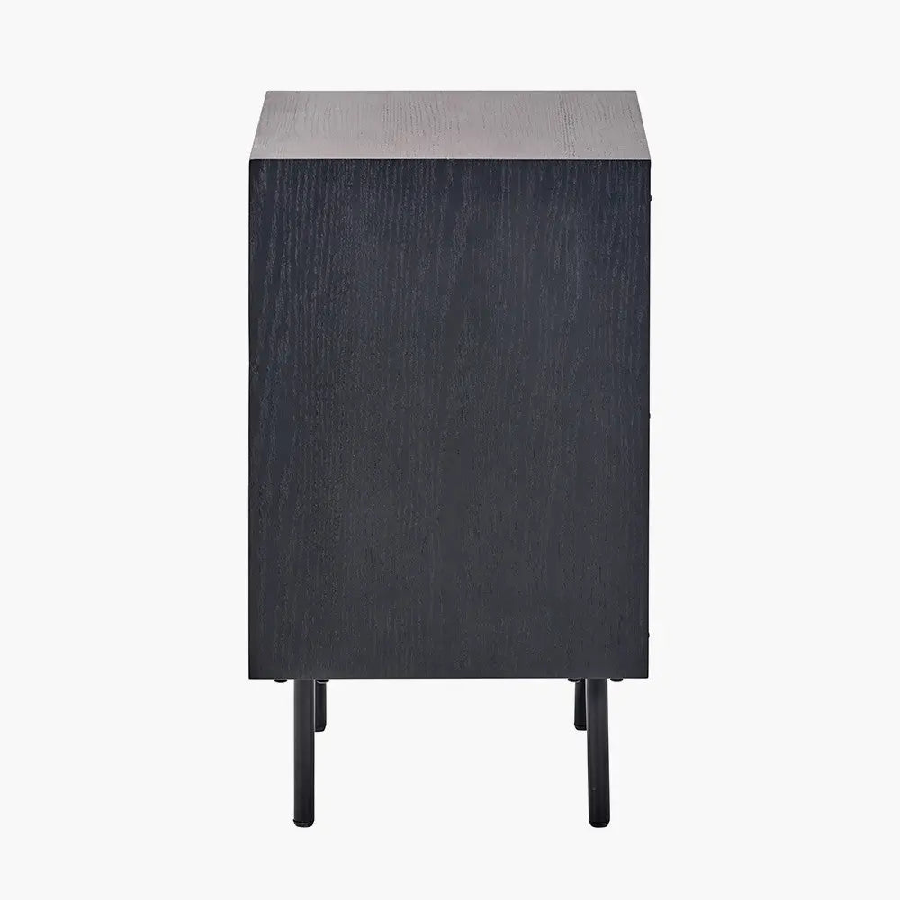 Hailee Black and Natural Chevron Oak and Pine Wood 3 Drawer Unit  Nicholas John Interiors