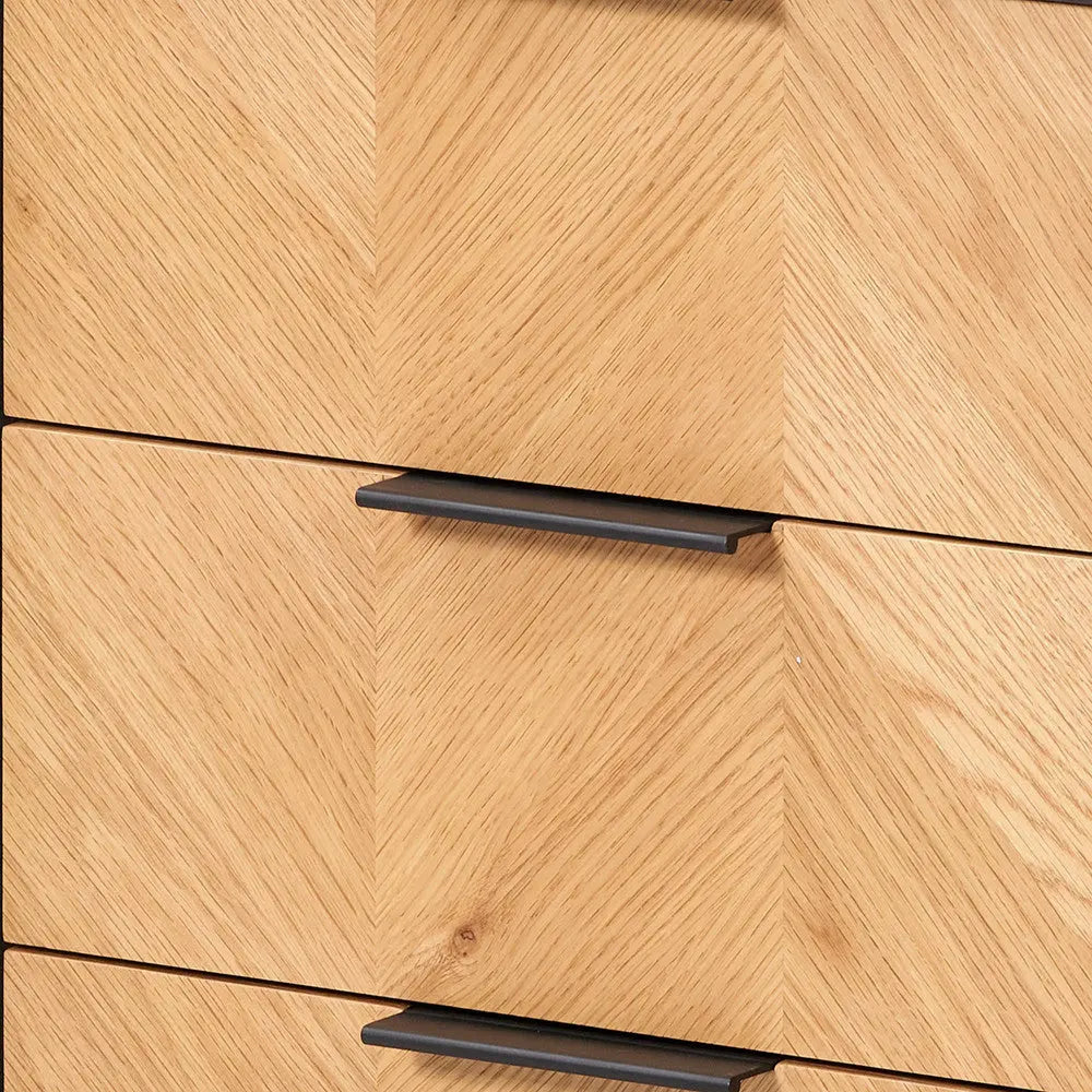 Hailee Black and Natural Chevron Oak and Pine Wood 3 Drawer Unit  Nicholas John Interiors