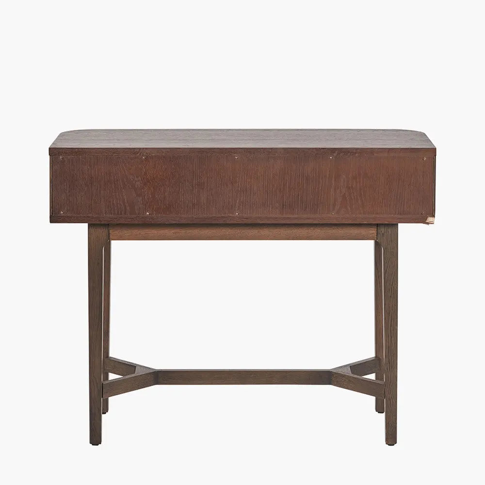 Raye Console Table - Dark Brown Ribbed Oak & Pine Wood  Nicholas John Interiors