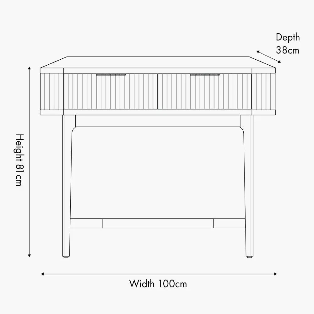 Raye Console Table - Dark Brown Ribbed Oak & Pine Wood  Nicholas John Interiors