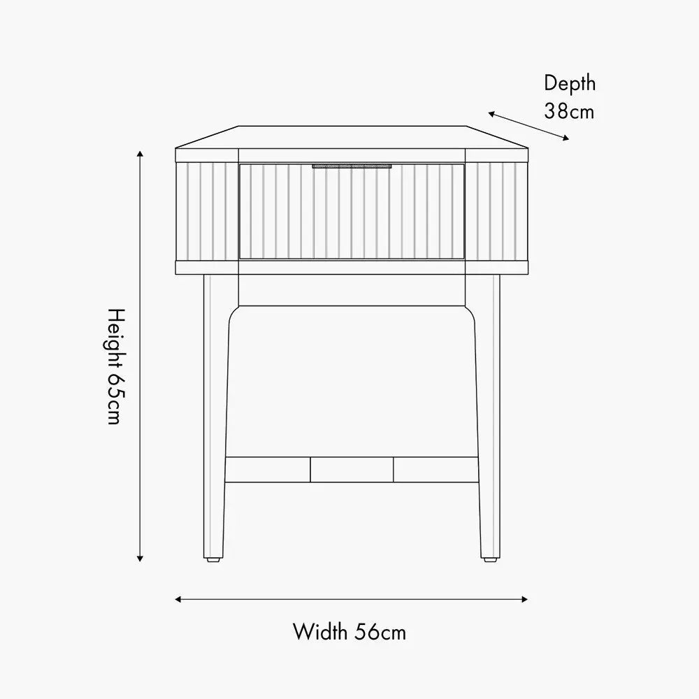Raie Dark Brown Ribbed Oak and Pine Wood 1 Drawer Unit  Nicholas John Interiors