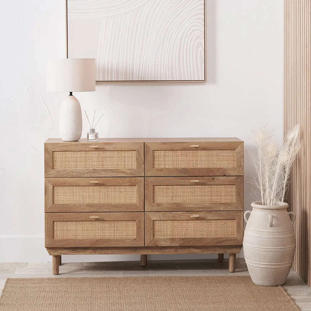 Henrik Natural Rattan 6 Drawer Unit  Nicholas John Interiors
