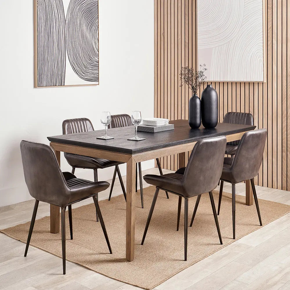 Gio Black and Natural Acacia Wood Dining Table  Nicholas John Interiors
