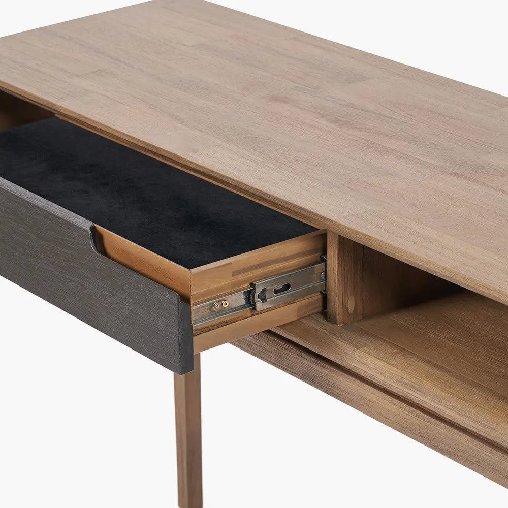 Gio Black and Natural Acacia Wood 1 Drawer Console Table  Nicholas John Interiors
