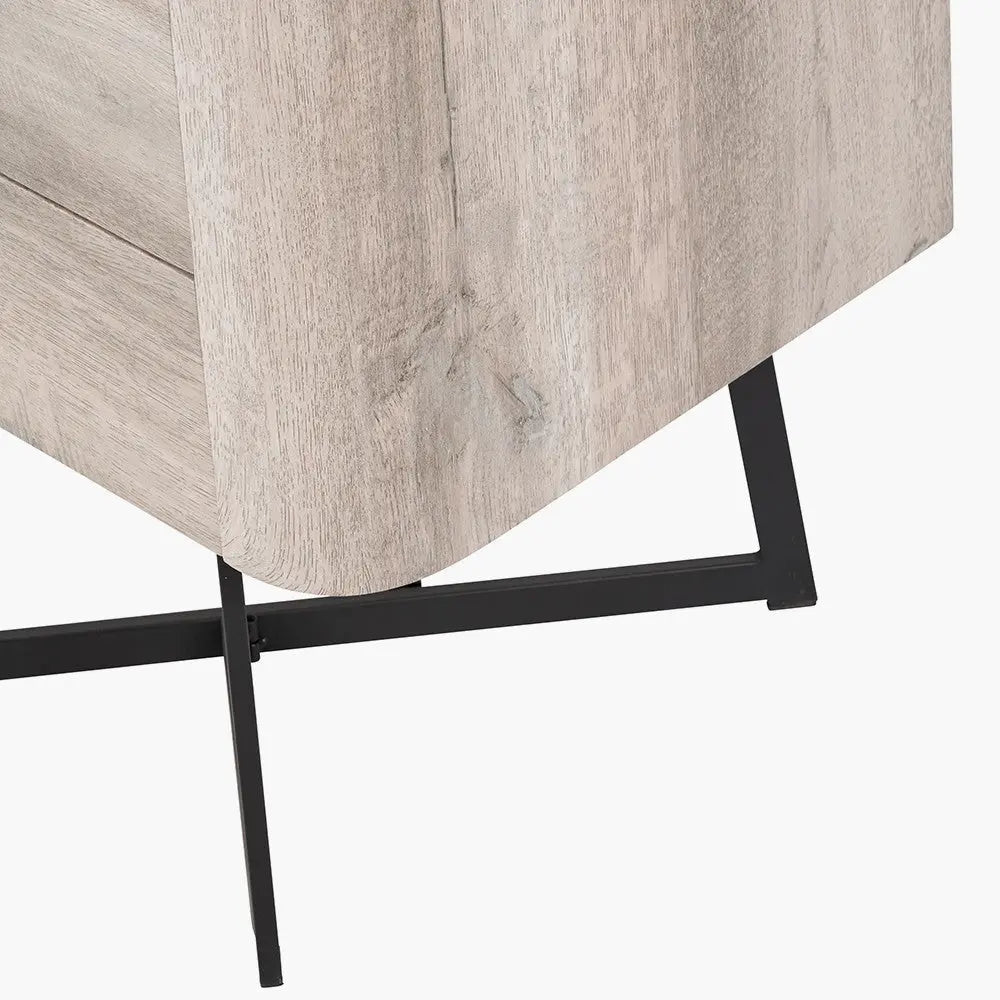 Ukiah Grey Oak Veneer and Black Metal 5 Drawer Tall Unit  Nicholas John Interiors