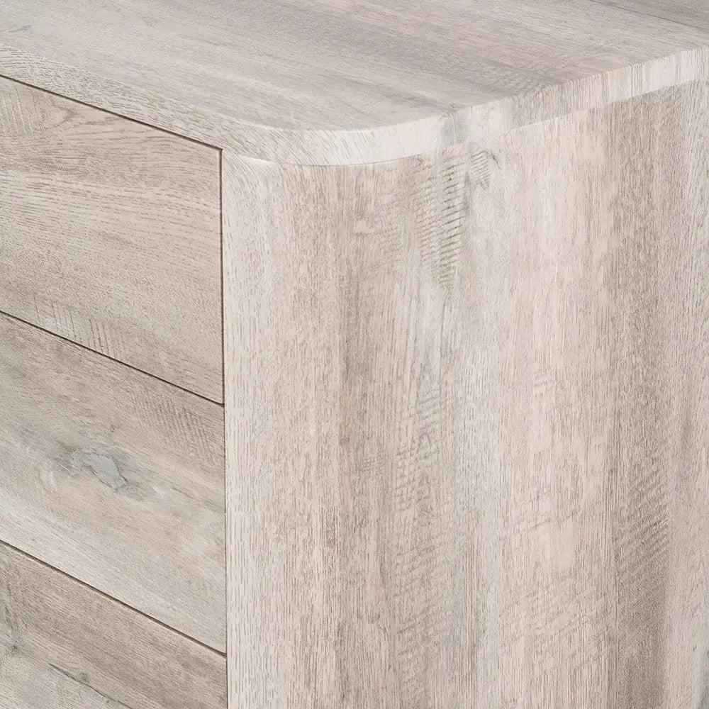 Ukiah Grey Oak Veneer and Black Metal 5 Drawer Tall Unit  Nicholas John Interiors