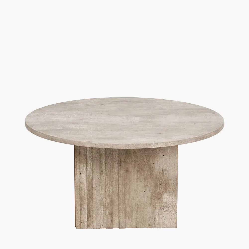 Elkton Concrete Effect Wood Veneer Groove Detail Coffee Table  Nicholas John Interiors