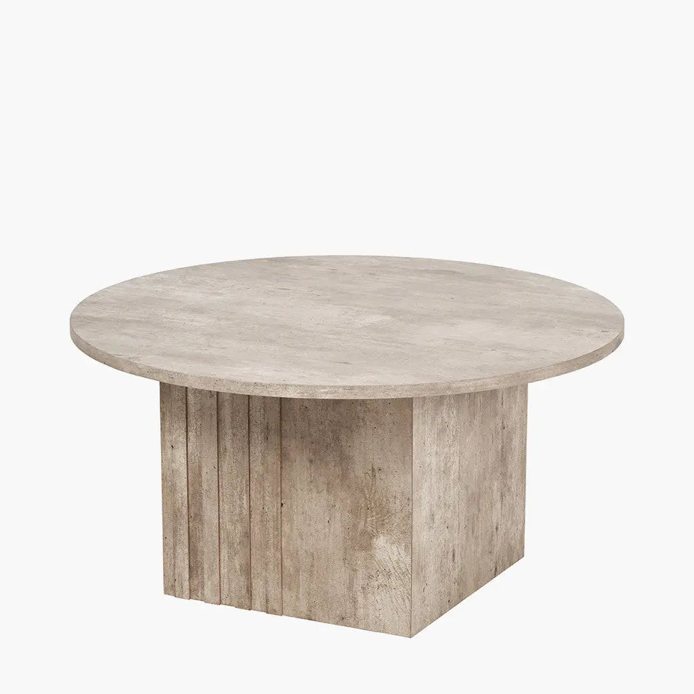 Elkton Concrete Effect Wood Veneer Groove Detail Coffee Table  Nicholas John Interiors