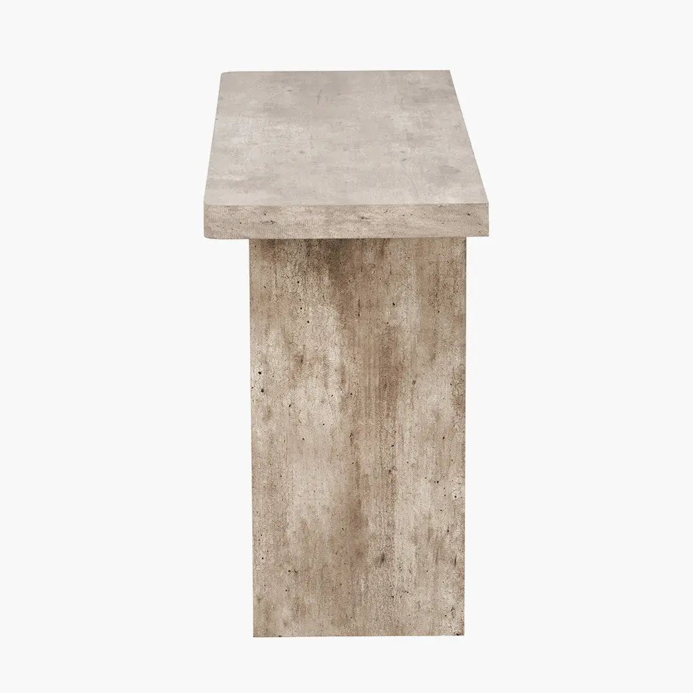 Elkton Concrete Effect Wood Veneer Groove Detail Console Table  Nicholas John Interiors