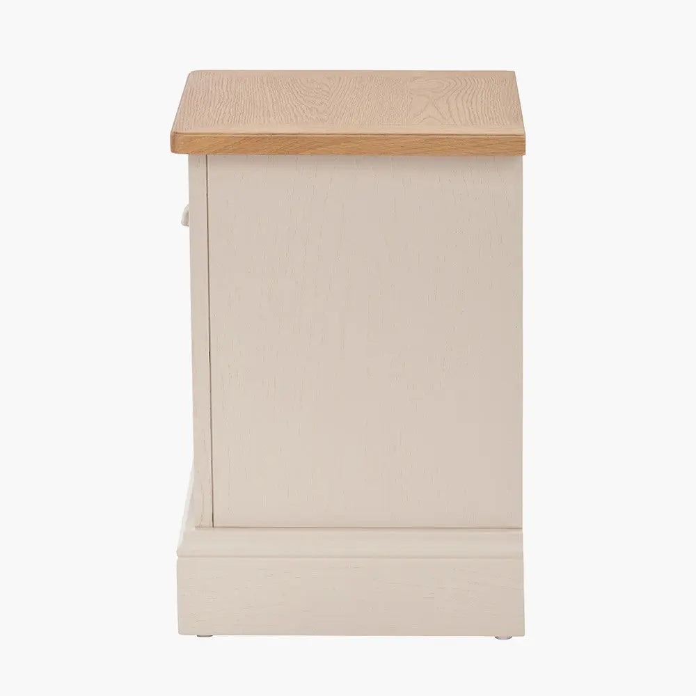 Fairford Parchment White Pine and Oak Wood 1 Drawer Unit  Nicholas John Interiors