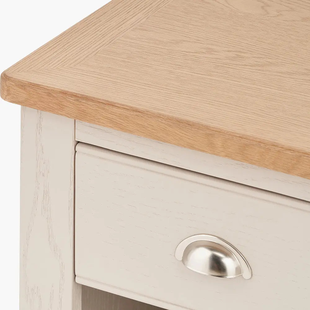 Fairford Parchment White Pine and Oak Wood 1 Drawer Unit  Nicholas John Interiors
