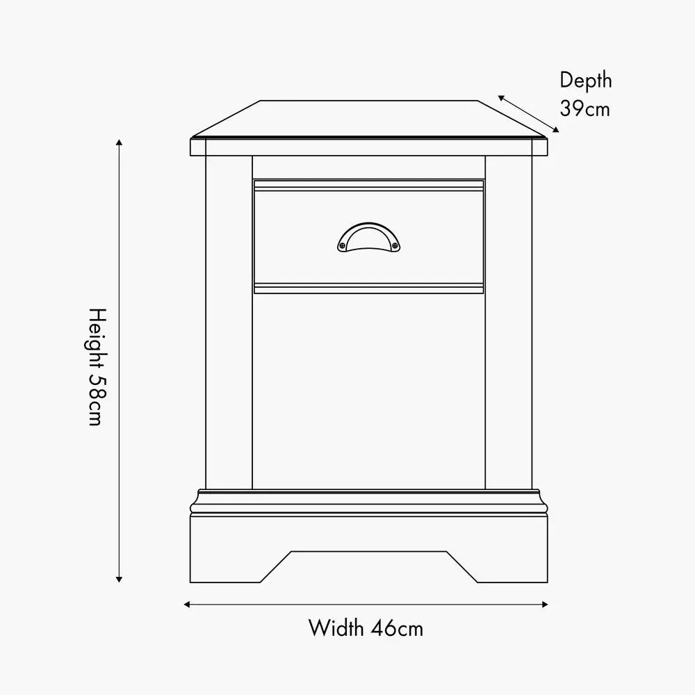 Fairford Parchment White Pine and Oak Wood 1 Drawer Unit  Nicholas John Interiors