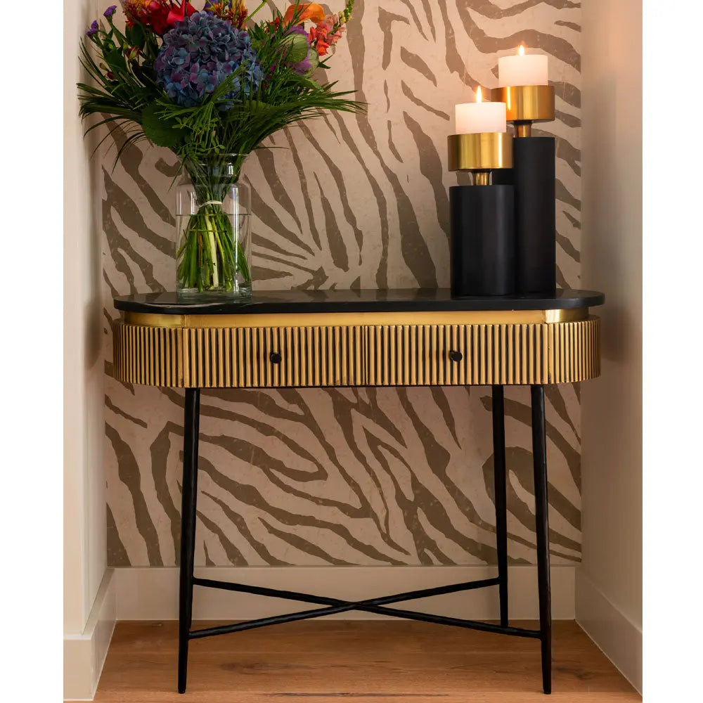 Richmond Interiors Ironville Brass 2 Drawer Console