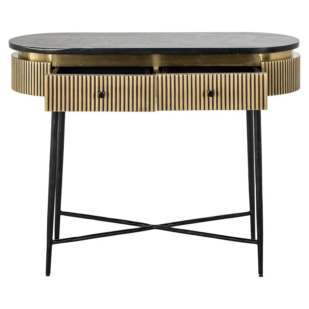 Richmond Interiors Ironville Brass 2 Drawer Console