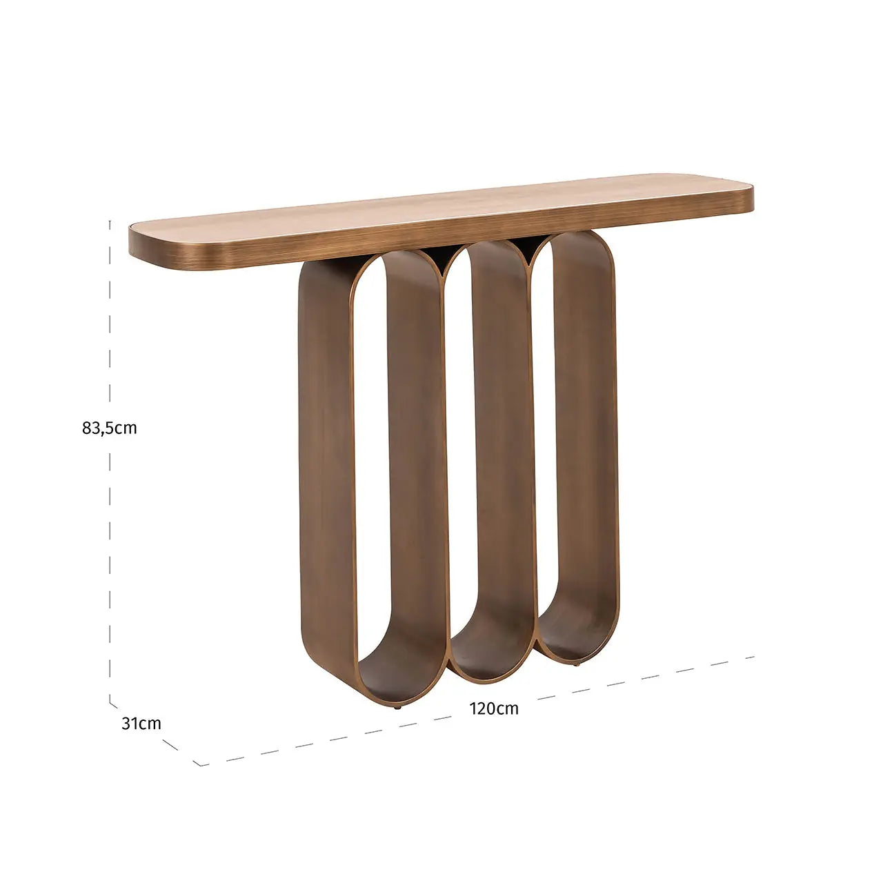 Richmond Interiors Locarno Console Table in Brushed Gold  Nicholas John Interiors