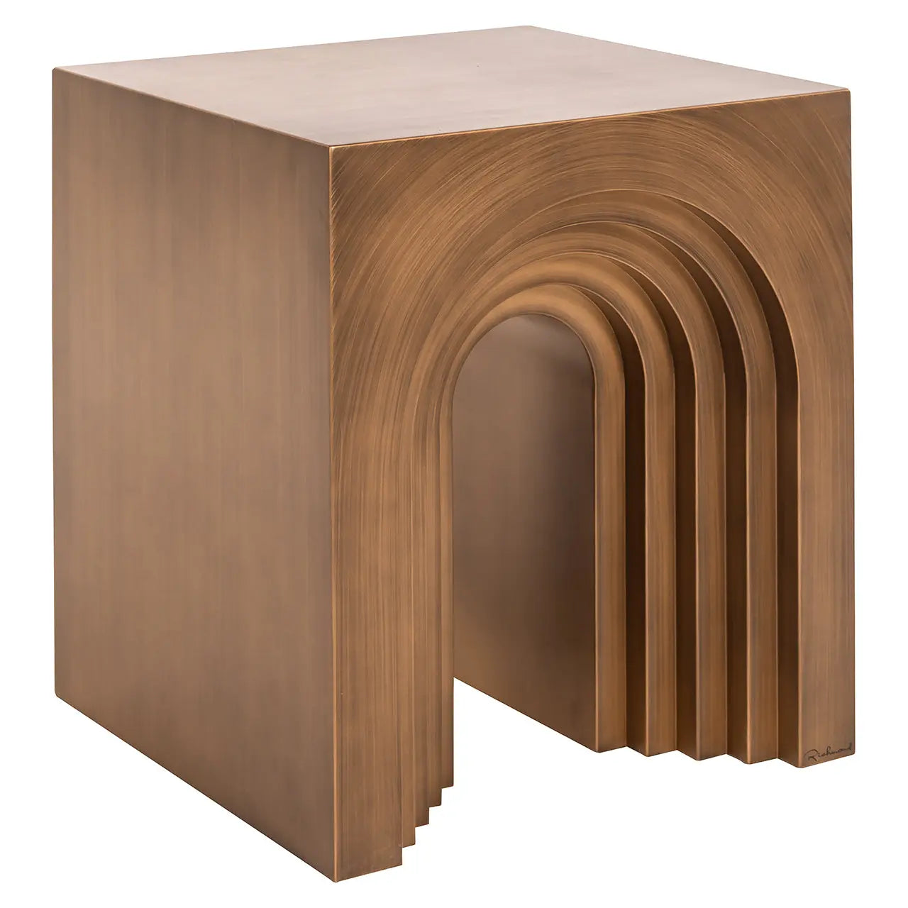 Richmond Interiors Vevey End Table in Brushed Gold  Nicholas John Interiors