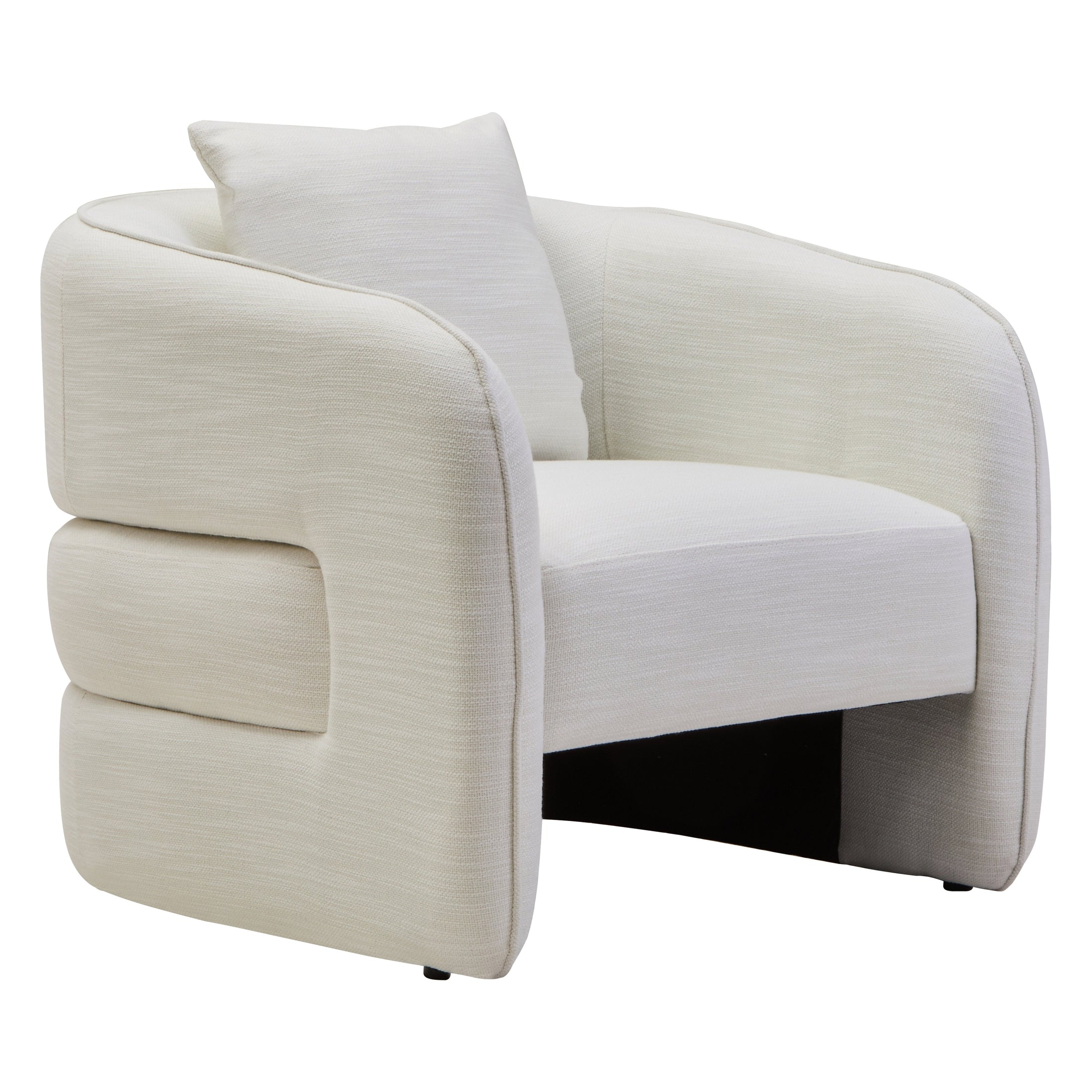 Alvani Cream Linen Effect Curved Chair  Nicholas John Interiors