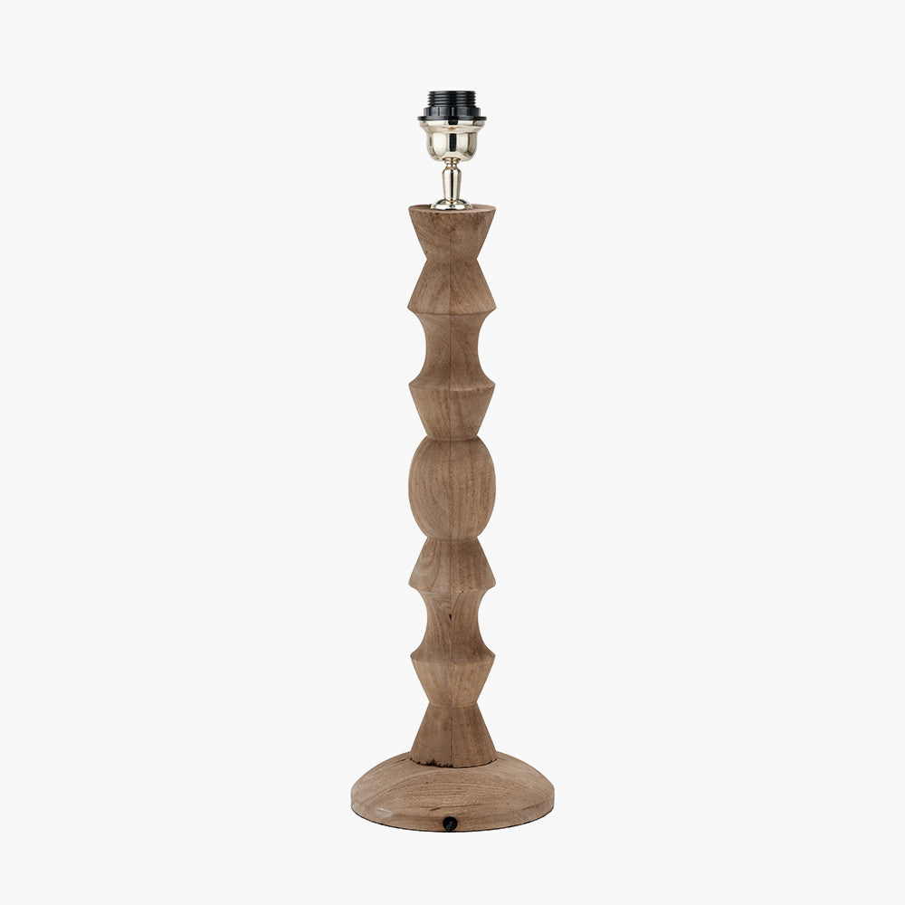 Ayra Natural Modernist Large Turned Wood Table Lamp Base  Nicholas John Interiors