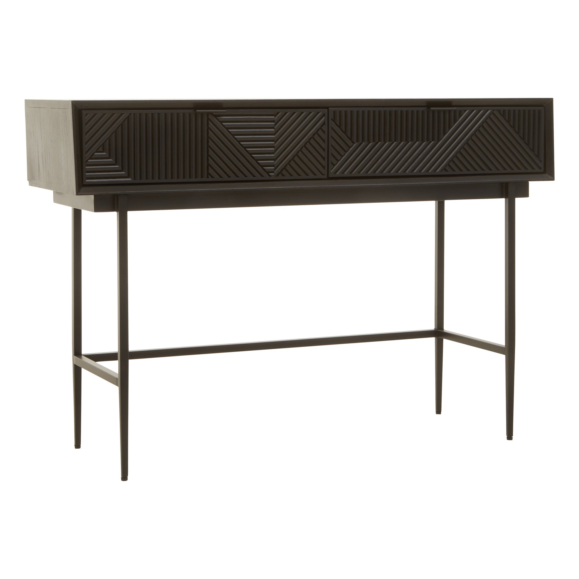 Azara Black Finish Console Table with 2 Drawers  Nicholas John Interiors