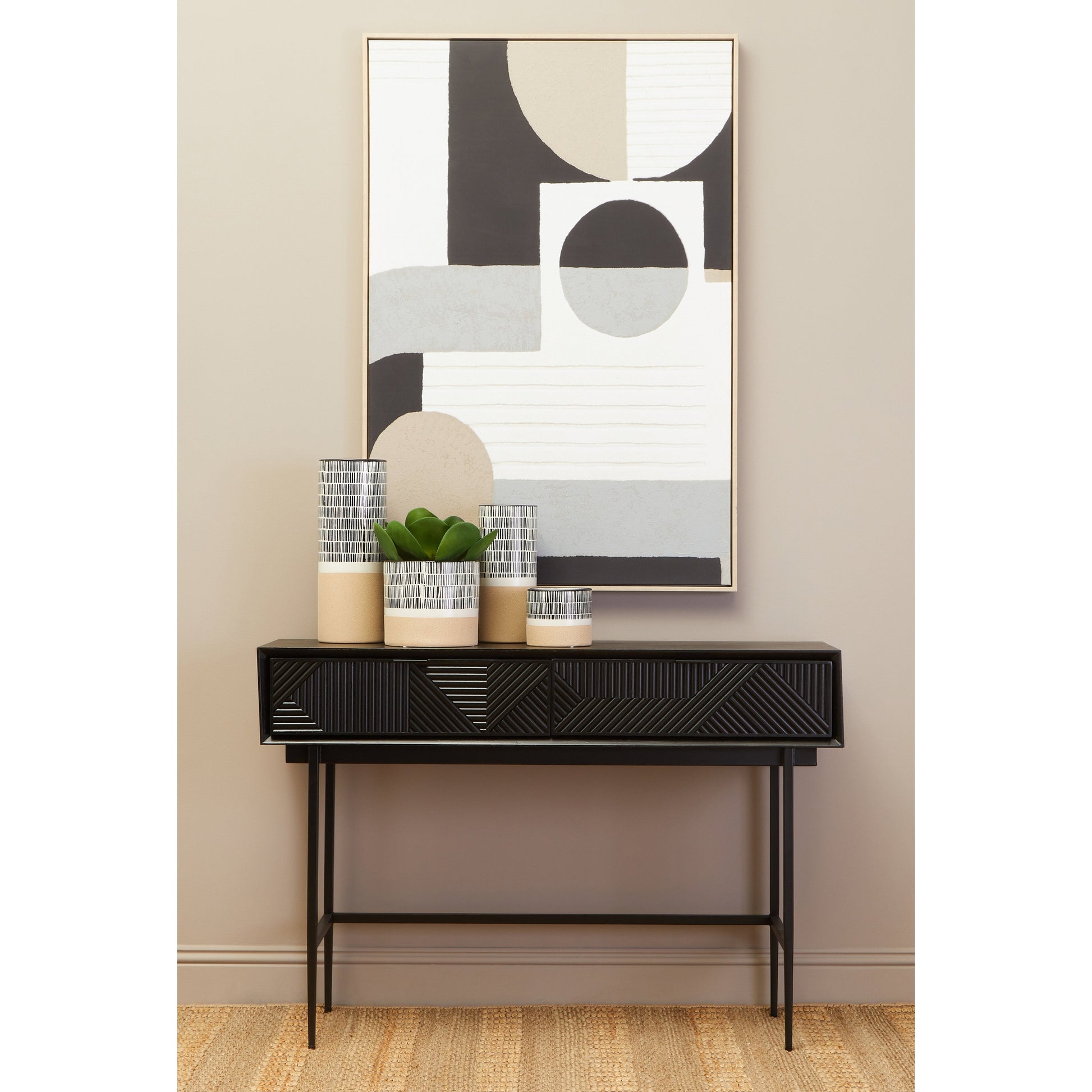 Azara Black Finish Console Table with 2 Drawers  Nicholas John Interiors