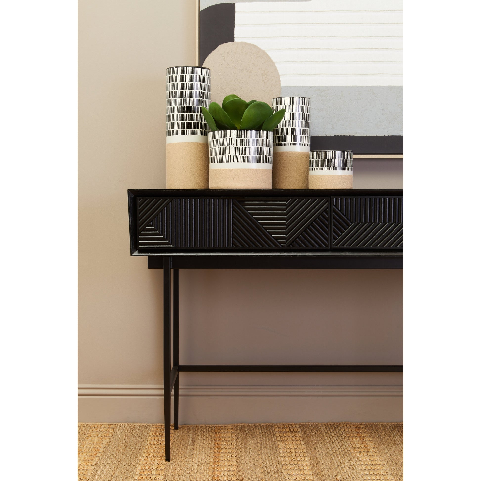Azara Black Finish Console Table with 2 Drawers  Nicholas John Interiors