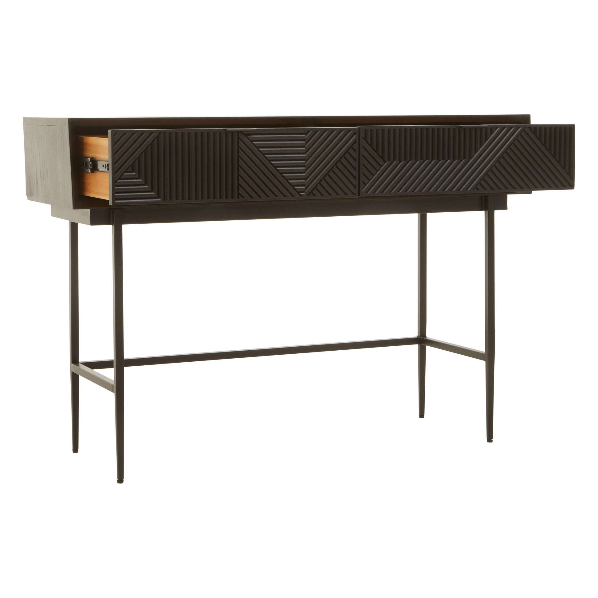 Azara Black Finish Console Table with 2 Drawers  Nicholas John Interiors