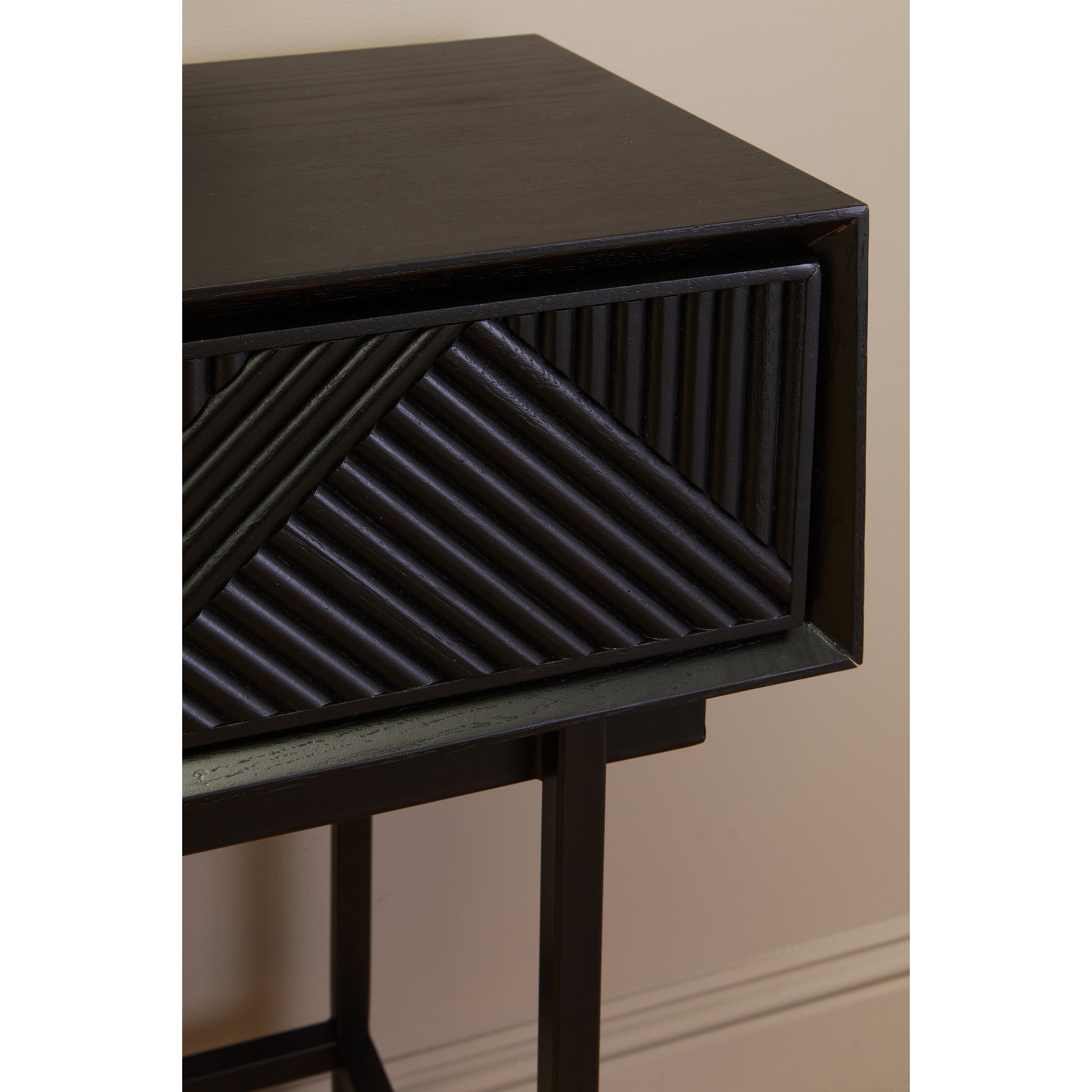 Azara Black Finish Console Table with 2 Drawers  Nicholas John Interiors