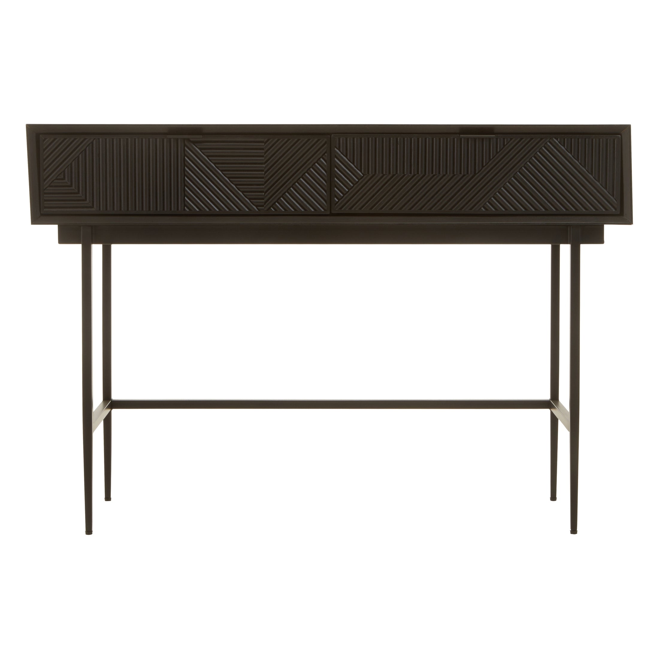Azara Black Finish Console Table with 2 Drawers  Nicholas John Interiors