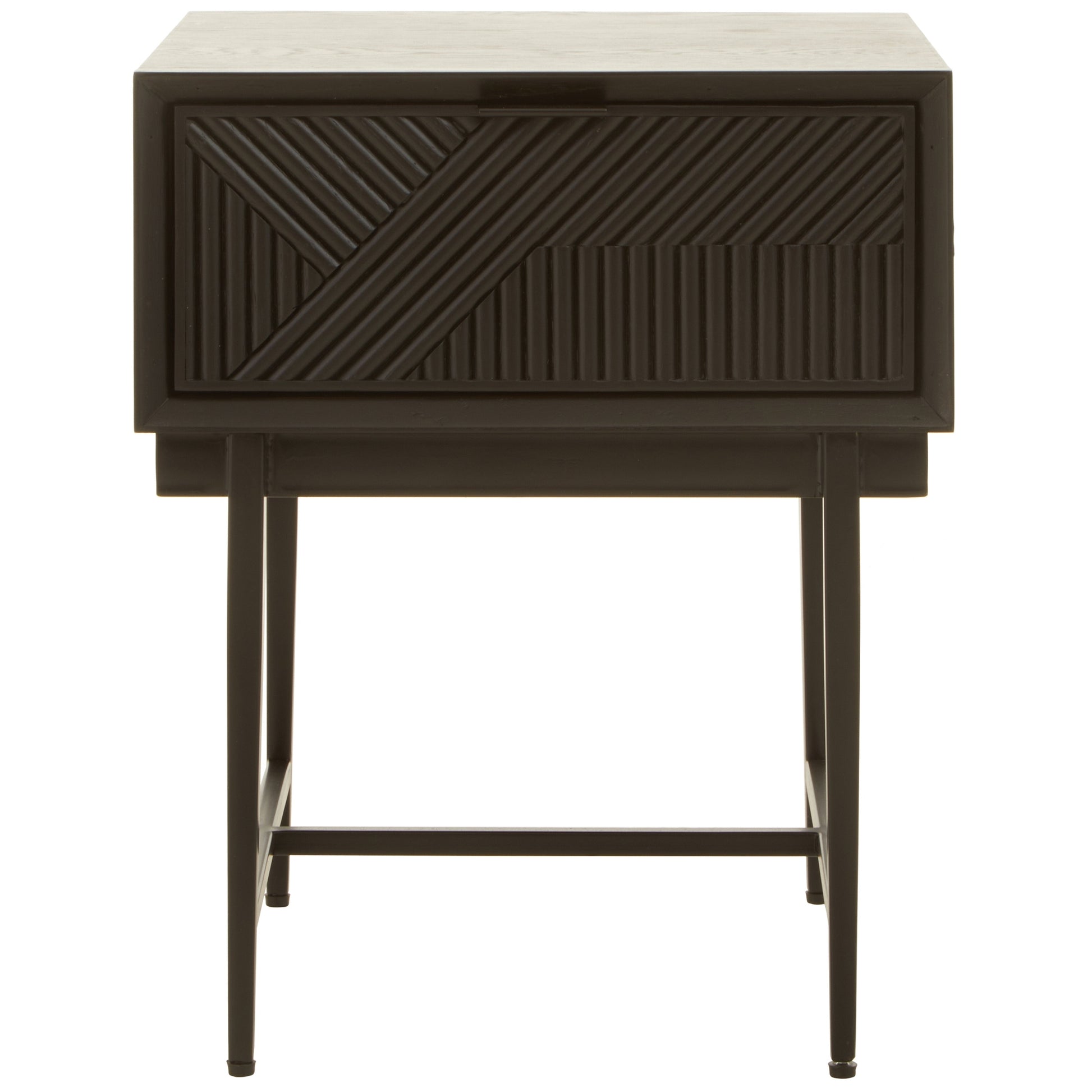 Azara Black Finish Side Table with 1 Drawer  Nicholas John Interiors