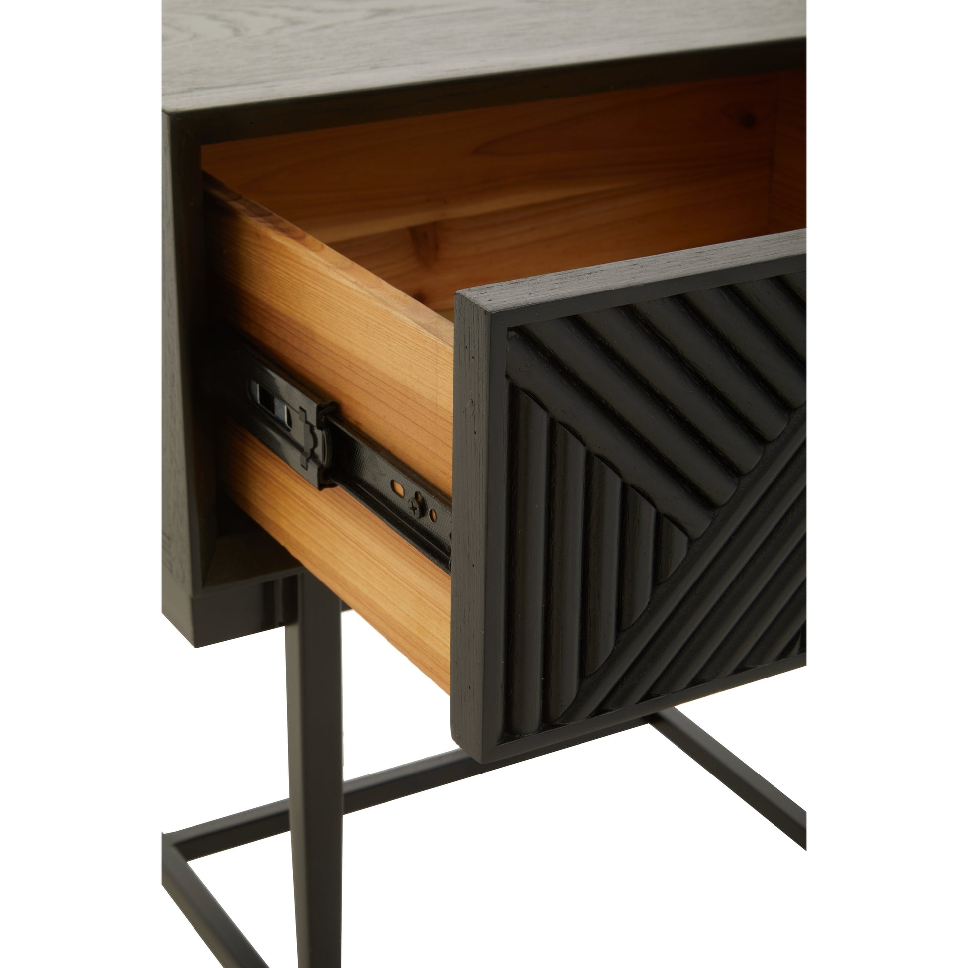 Azara Black Finish Side Table with 1 Drawer  Nicholas John Interiors