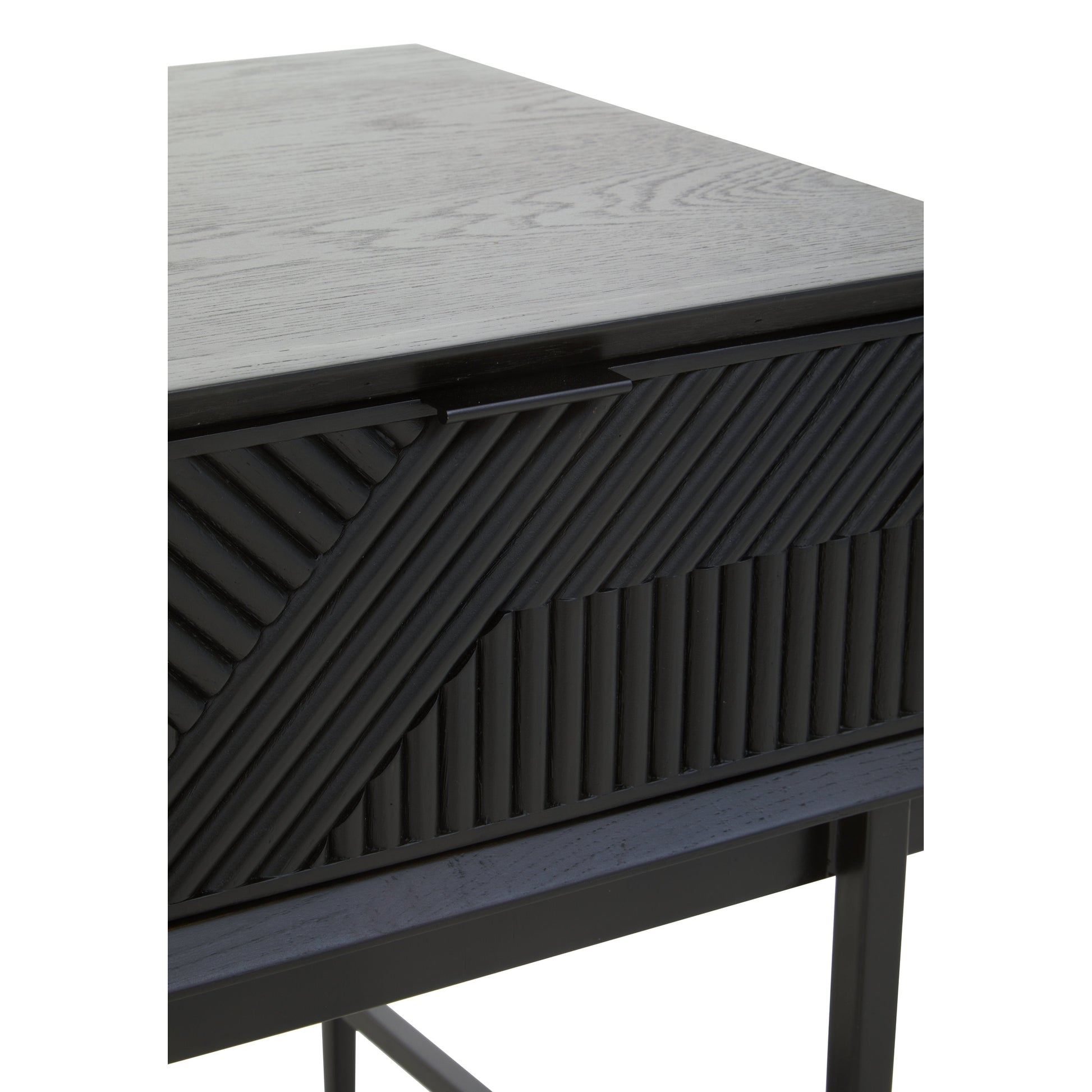 Azara Black Finish Side Table with 1 Drawer  Nicholas John Interiors