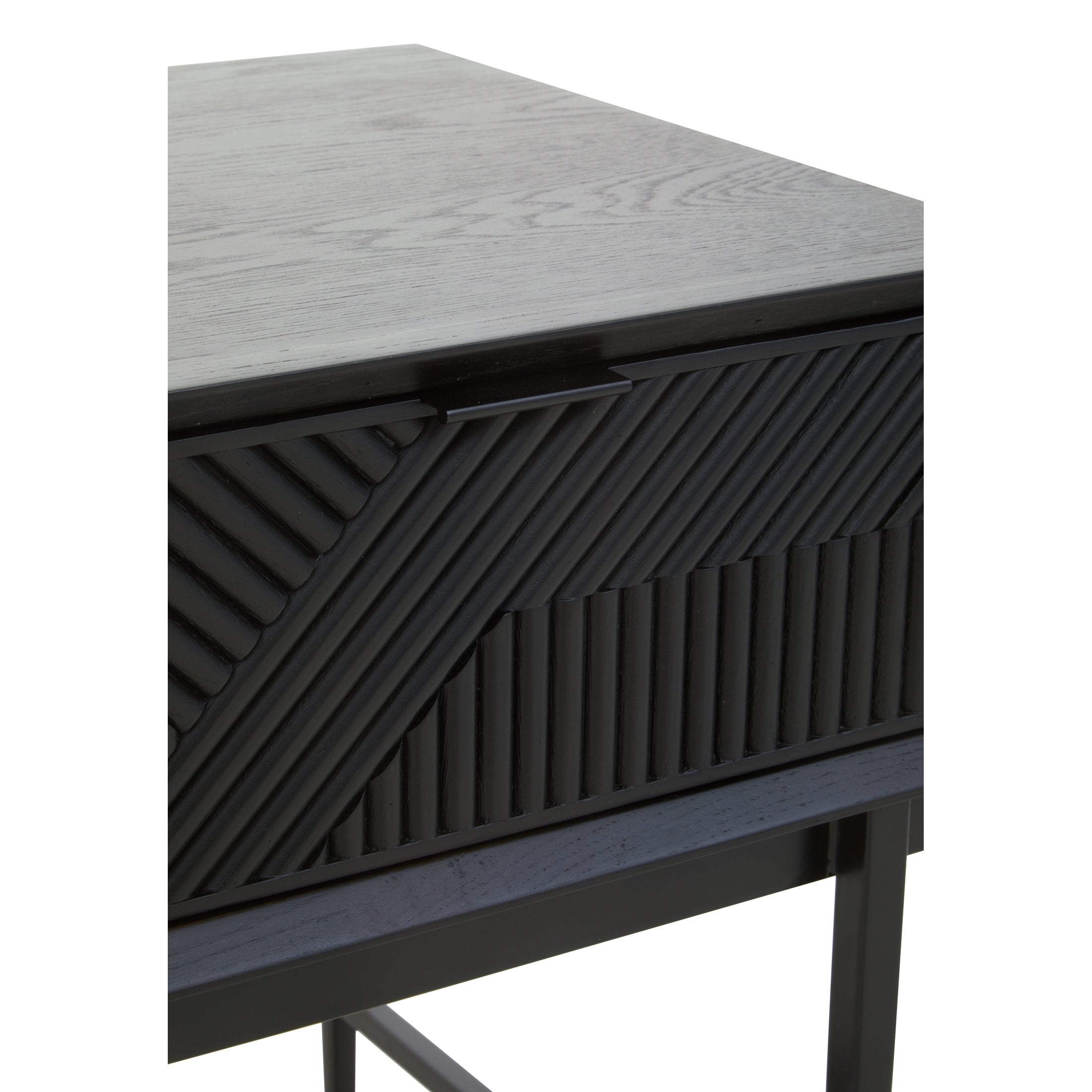 Azara Black Finish Side Table with 1 Drawer  Nicholas John Interiors