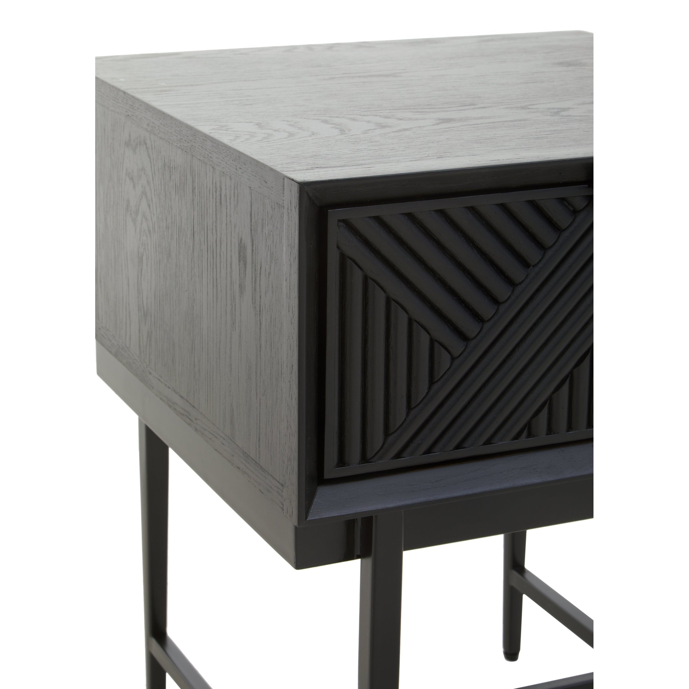 Azara Black Finish Side Table with 1 Drawer  Nicholas John Interiors
