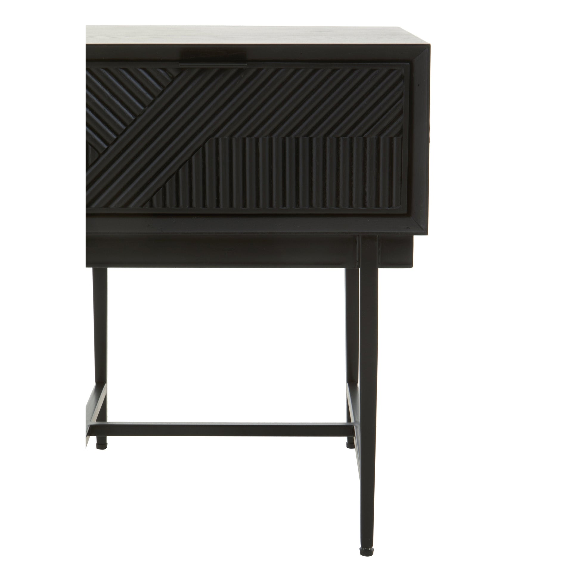 Azara Black Finish Side Table with 1 Drawer  Nicholas John Interiors