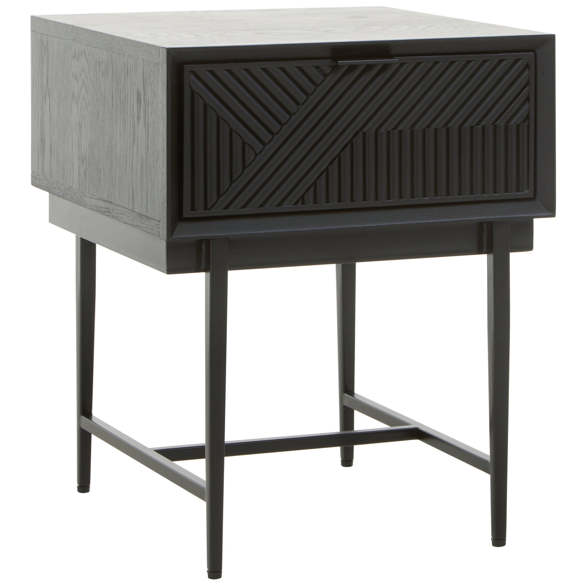 Azara Black Finish Side Table with 1 Drawer  Nicholas John Interiors