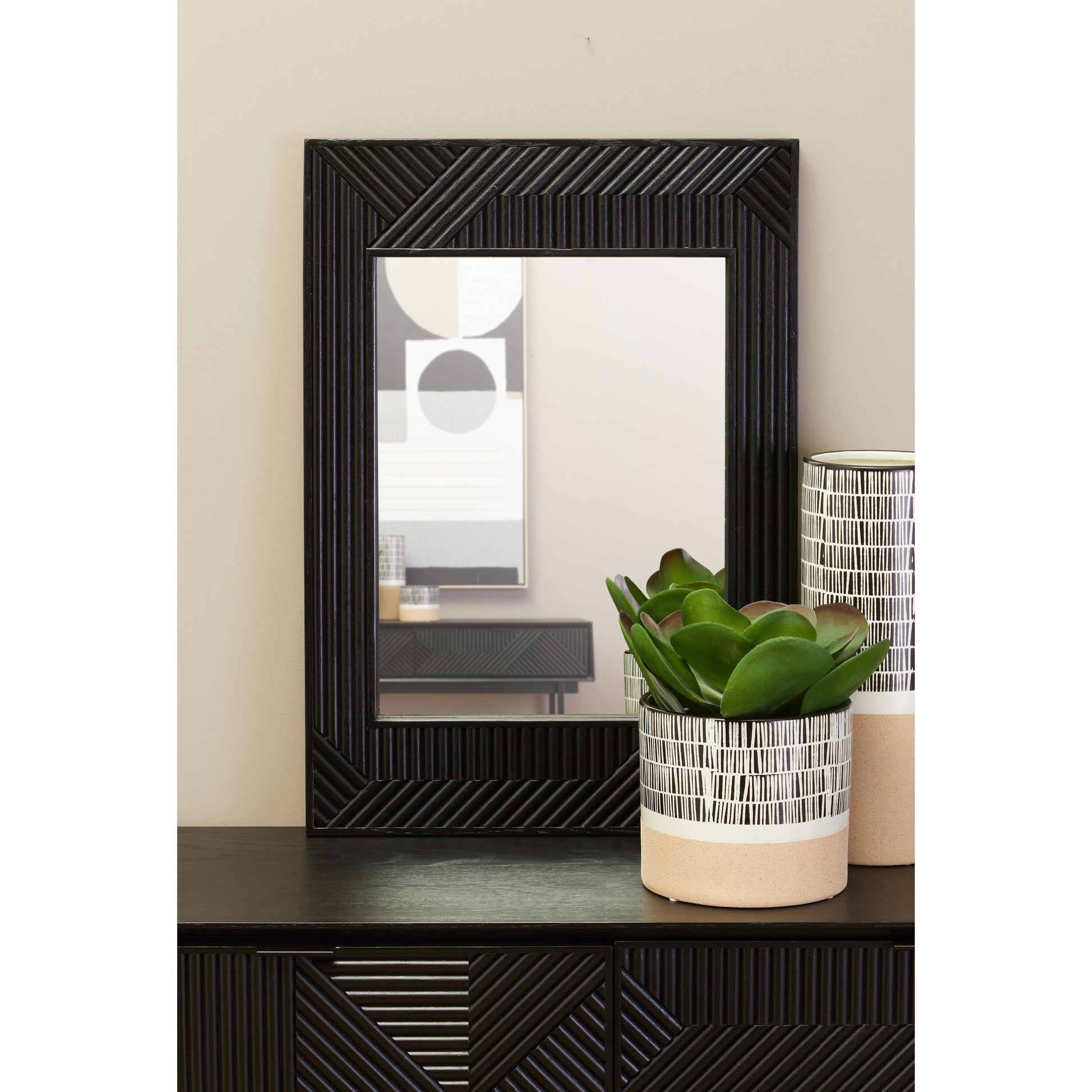 Azara Black Finish Wall Mirror  Nicholas John Interiors