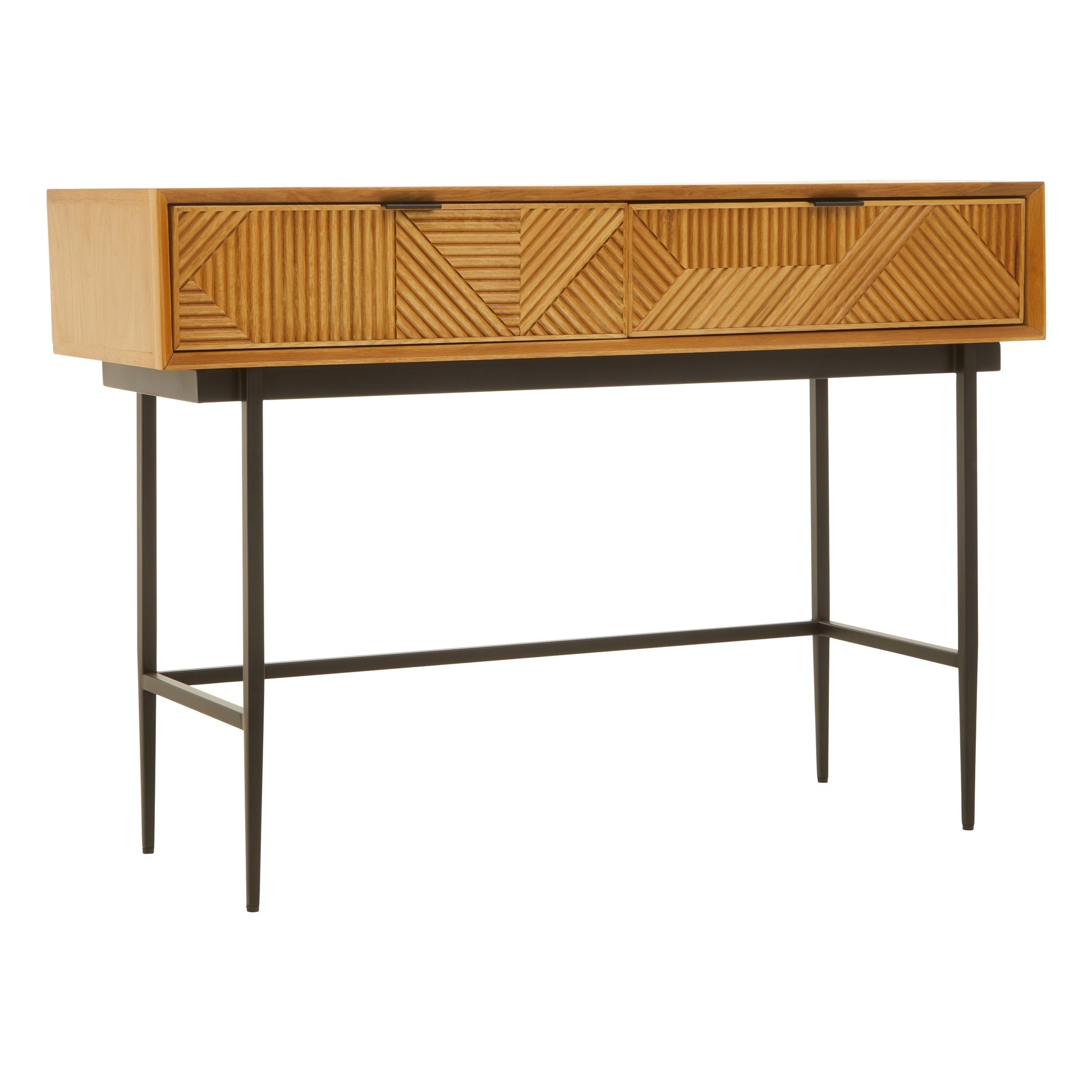 Azara Natural Finish Console Table with 2 Drawers  Nicholas John Interiors